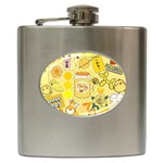 Marillo Pastel Zkt, Aesthetic, Stickers, Yellow Hip Flask (6 oz)