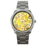 Marillo Pastel Zkt, Aesthetic, Stickers, Yellow Sport Metal Watch