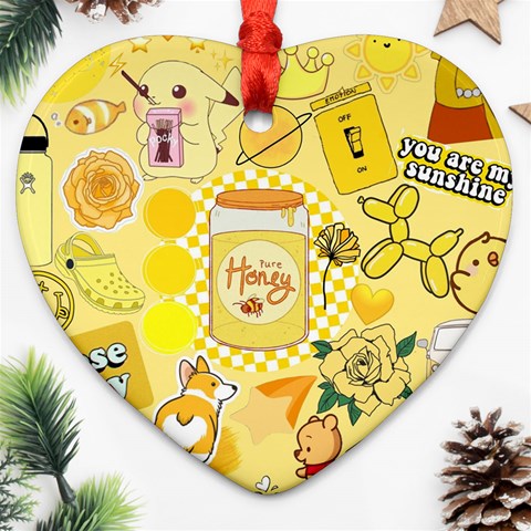 Marillo Pastel Zkt, Aesthetic, Stickers, Yellow Heart Ornament (Two Sides) from ArtsNow.com Front