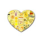 Marillo Pastel Zkt, Aesthetic, Stickers, Yellow Rubber Heart Coaster (4 pack)