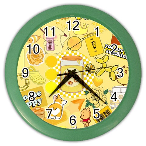 Marillo Pastel Zkt, Aesthetic, Stickers, Yellow Color Wall Clock from ArtsNow.com Front