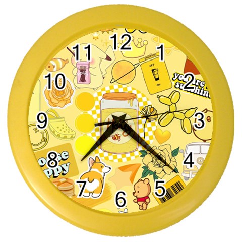 Marillo Pastel Zkt, Aesthetic, Stickers, Yellow Color Wall Clock from ArtsNow.com Front