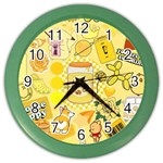 Marillo Pastel Zkt, Aesthetic, Stickers, Yellow Color Wall Clock