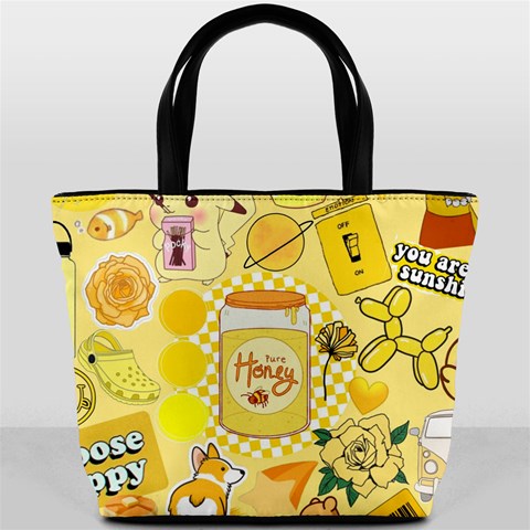 Marillo Pastel Zkt, Aesthetic, Stickers, Yellow Bucket Bag from ArtsNow.com Front