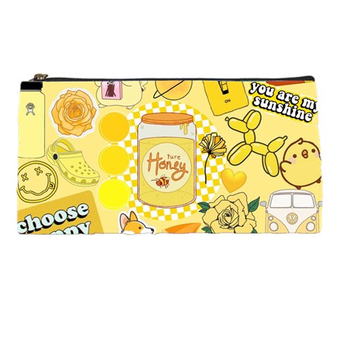 Marillo Pastel Zkt, Aesthetic, Stickers, Yellow Pencil Case from ArtsNow.com Front