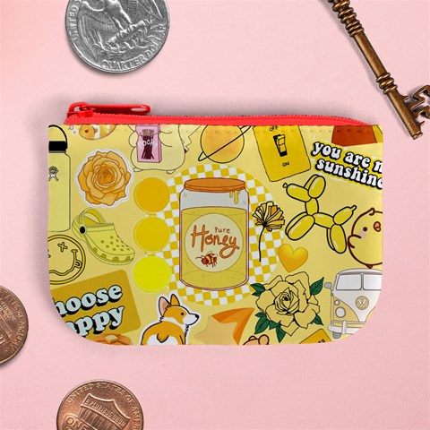 Marillo Pastel Zkt, Aesthetic, Stickers, Yellow Mini Coin Purse from ArtsNow.com Front