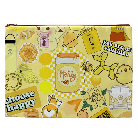 Marillo Pastel Zkt, Aesthetic, Stickers, Yellow Cosmetic Bag (XXL) from ArtsNow.com Front