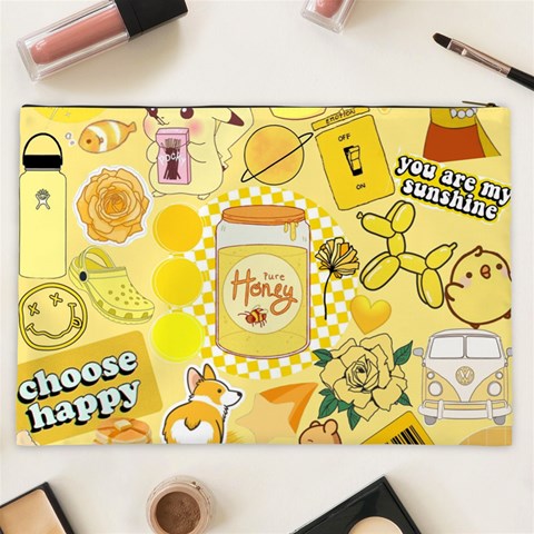 Marillo Pastel Zkt, Aesthetic, Stickers, Yellow Cosmetic Bag (XXL) from ArtsNow.com Back