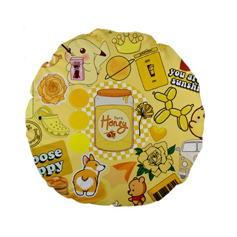 Marillo Pastel Zkt, Aesthetic, Stickers, Yellow Standard 15  Premium Round Cushions from ArtsNow.com Front