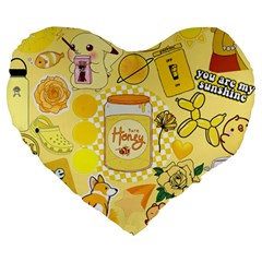 Marillo Pastel Zkt, Aesthetic, Stickers, Yellow Large 19  Premium Heart Shape Cushions from ArtsNow.com Front