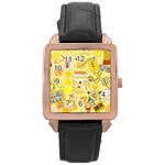 Marillo Pastel Zkt, Aesthetic, Stickers, Yellow Rose Gold Leather Watch 