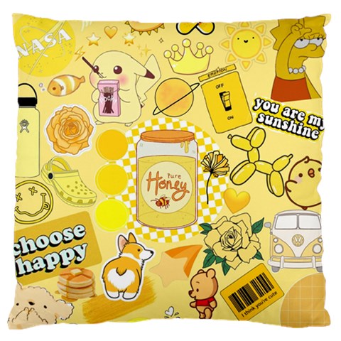 Marillo Pastel Zkt, Aesthetic, Stickers, Yellow Large Premium Plush Fleece Cushion Case (Two Sides) from ArtsNow.com Back