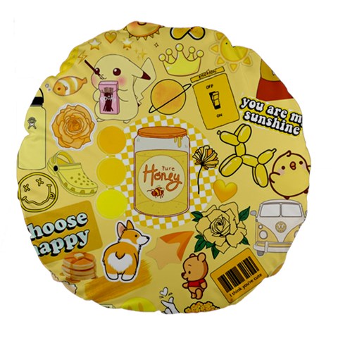 Marillo Pastel Zkt, Aesthetic, Stickers, Yellow Large 18  Premium Flano Round Cushions from ArtsNow.com Back