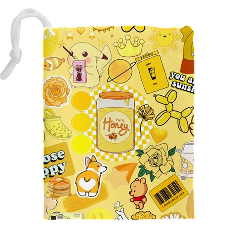 Marillo Pastel Zkt, Aesthetic, Stickers, Yellow Drawstring Pouch (4XL) from ArtsNow.com Back