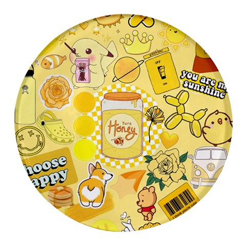 Marillo Pastel Zkt, Aesthetic, Stickers, Yellow Round Glass Fridge Magnet (4 pack) from ArtsNow.com Front