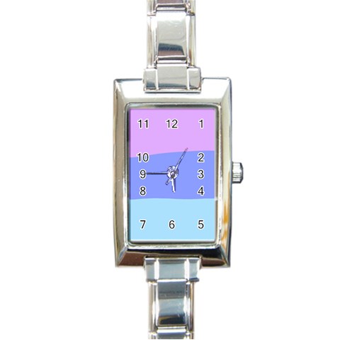 Pastel Colour, Blue, Lilac, Orange, Pastel, Pink, Romance Rectangle Italian Charm Watch from ArtsNow.com Front