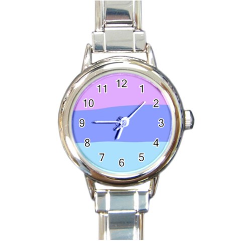 Pastel Colour, Blue, Lilac, Orange, Pastel, Pink, Romance Round Italian Charm Watch from ArtsNow.com Front