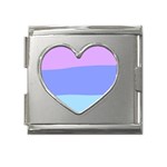 Pastel Colour, Blue, Lilac, Orange, Pastel, Pink, Romance Mega Link Heart Italian Charm (18mm)