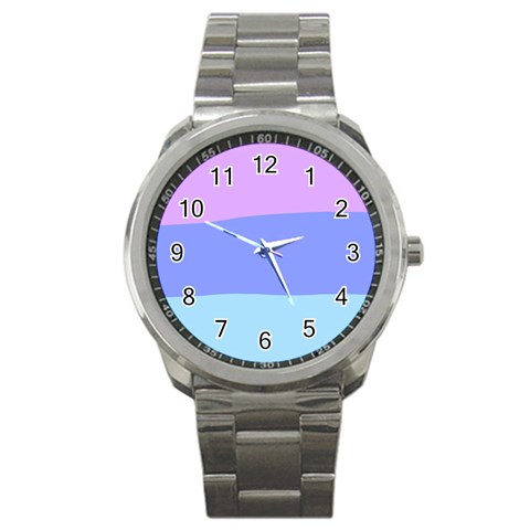 Pastel Colour, Blue, Lilac, Orange, Pastel, Pink, Romance Sport Metal Watch from ArtsNow.com Front