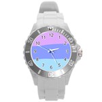 Pastel Colour, Blue, Lilac, Orange, Pastel, Pink, Romance Round Plastic Sport Watch (L)