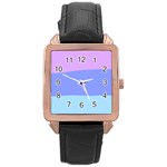 Pastel Colour, Blue, Lilac, Orange, Pastel, Pink, Romance Rose Gold Leather Watch 