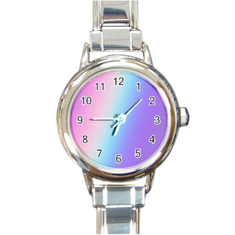 Pastel Rainbow, Color Round Italian Charm Watch from ArtsNow.com Front