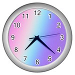 Pastel Rainbow, Color Wall Clock (Silver)