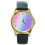 Pastel Rainbow, Color Round Gold Metal Watch