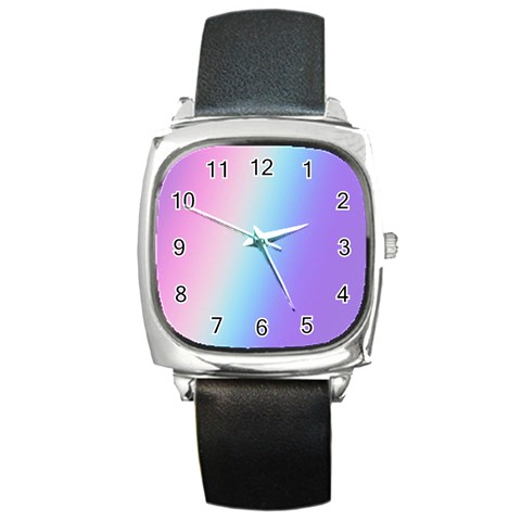 Pastel Rainbow, Color Square Metal Watch from ArtsNow.com Front