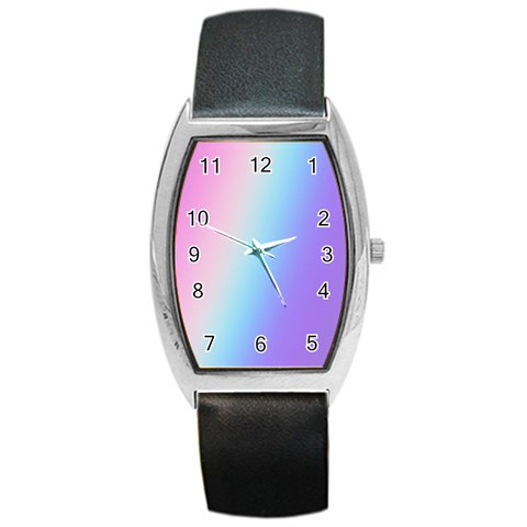 Pastel Rainbow, Color Barrel Style Metal Watch from ArtsNow.com Front