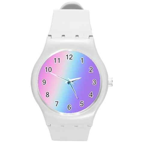 Pastel Rainbow, Color Round Plastic Sport Watch (M) from ArtsNow.com Front