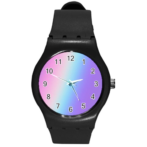 Pastel Rainbow, Color Round Plastic Sport Watch (M) from ArtsNow.com Front