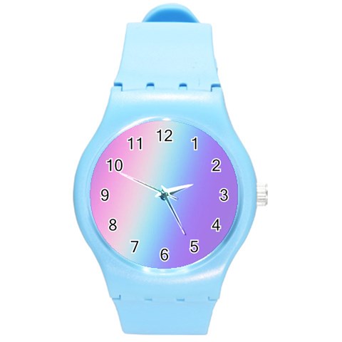 Pastel Rainbow, Color Round Plastic Sport Watch (M) from ArtsNow.com Front