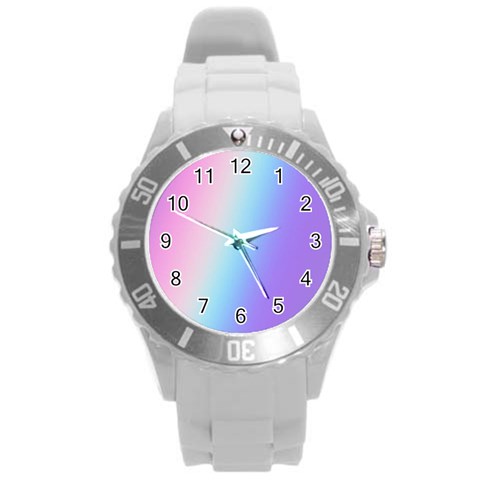 Pastel Rainbow, Color Round Plastic Sport Watch (L) from ArtsNow.com Front