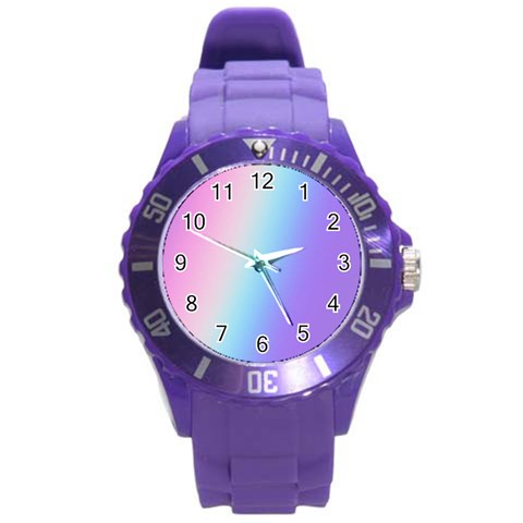 Pastel Rainbow, Color Round Plastic Sport Watch (L) from ArtsNow.com Front