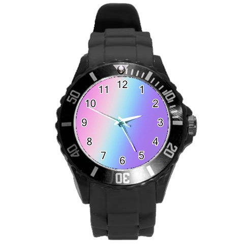 Pastel Rainbow, Color Round Plastic Sport Watch (L) from ArtsNow.com Front