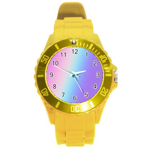 Pastel Rainbow, Color Round Plastic Sport Watch (L) from ArtsNow.com Front