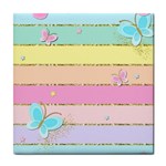 Pastel, Butterfly, Spring, Stripes, Tile Coaster