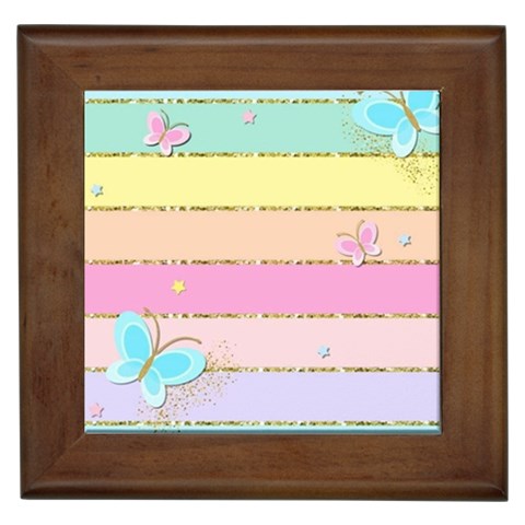 Pastel, Butterfly, Spring, Stripes, Framed Tile from ArtsNow.com Front