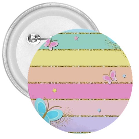 Pastel, Butterfly, Spring, Stripes, 3  Buttons from ArtsNow.com Front