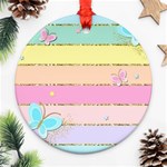 Pastel, Butterfly, Spring, Stripes, Ornament (Round)