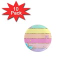 Pastel, Butterfly, Spring, Stripes, 1  Mini Magnet (10 pack) 