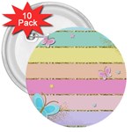 Pastel, Butterfly, Spring, Stripes, 3  Buttons (10 pack) 