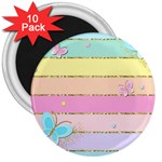 Pastel, Butterfly, Spring, Stripes, 3  Magnets (10 pack) 