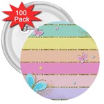 Pastel, Butterfly, Spring, Stripes, 3  Buttons (100 pack) 