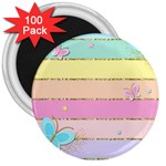 Pastel, Butterfly, Spring, Stripes, 3  Magnets (100 pack)