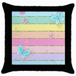 Pastel, Butterfly, Spring, Stripes, Throw Pillow Case (Black)