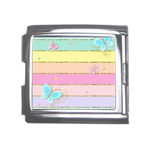 Pastel, Butterfly, Spring, Stripes, Mega Link Italian Charm (18mm) from ArtsNow.com Front