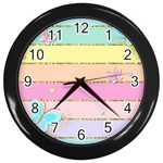 Pastel, Butterfly, Spring, Stripes, Wall Clock (Black)