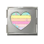 Pastel, Butterfly, Spring, Stripes, Mega Link Heart Italian Charm (18mm)